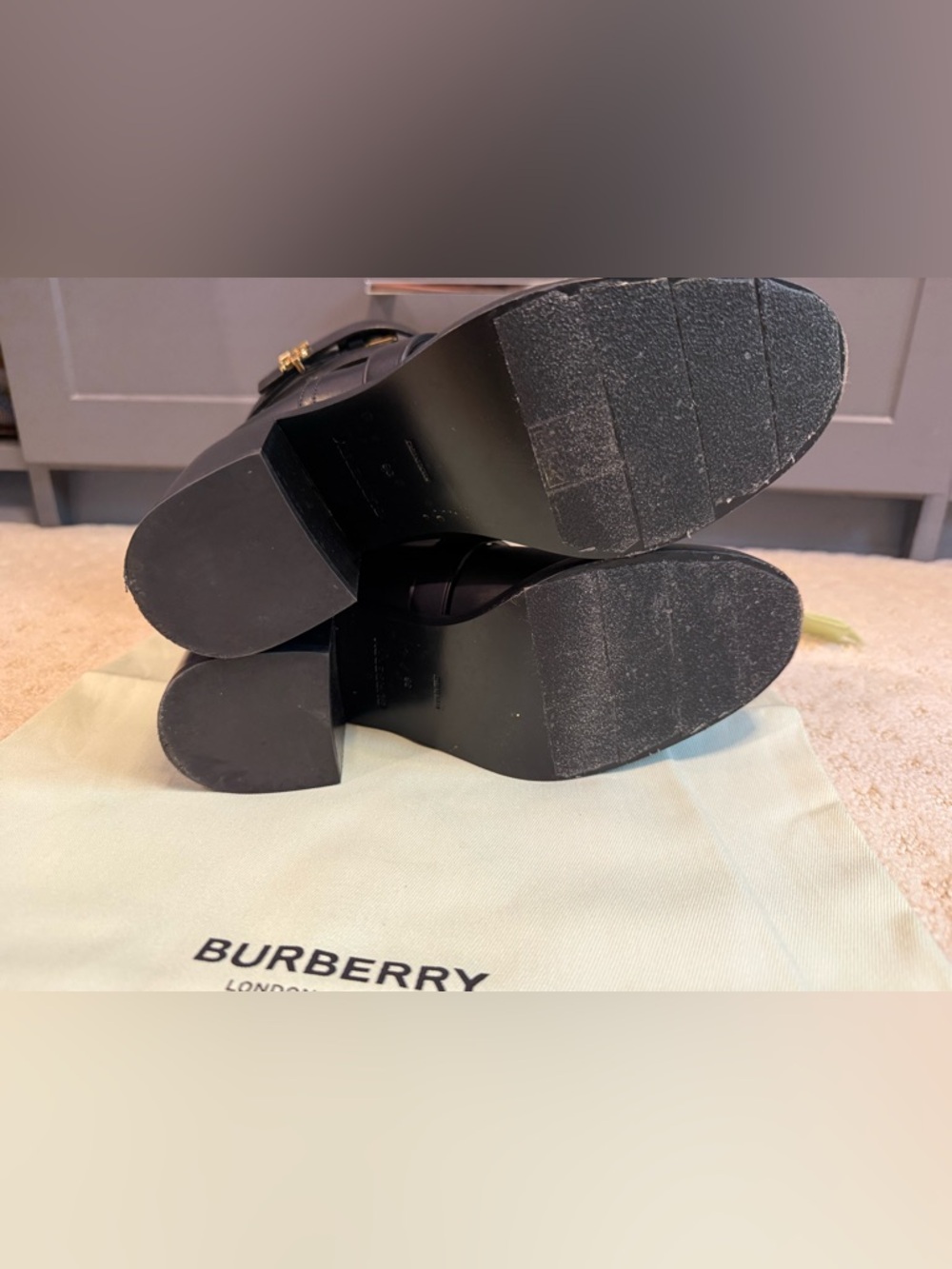 Burberry Black Monogram motif leather ankle boots, Size 36 - Picture 10 of 12